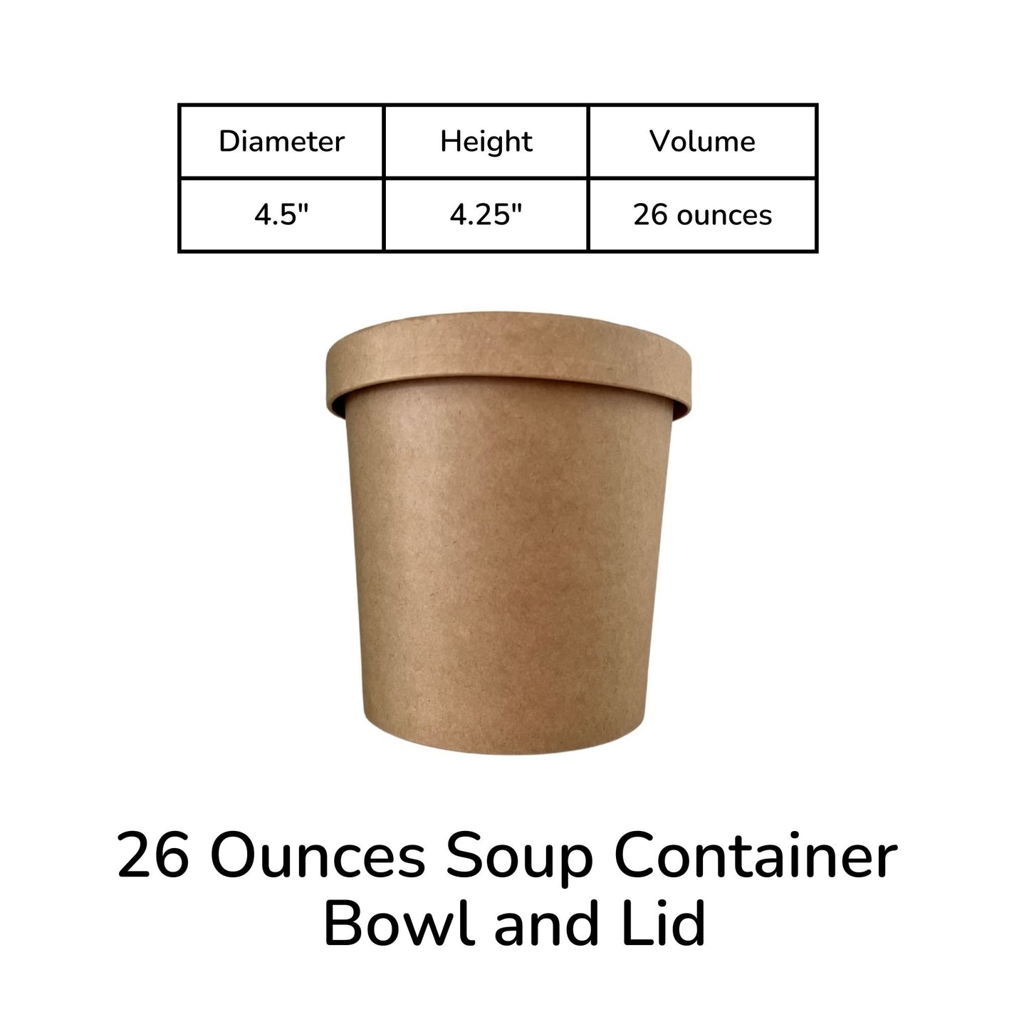 26 Ounce Biodegradable Kraft Paper Soup Container