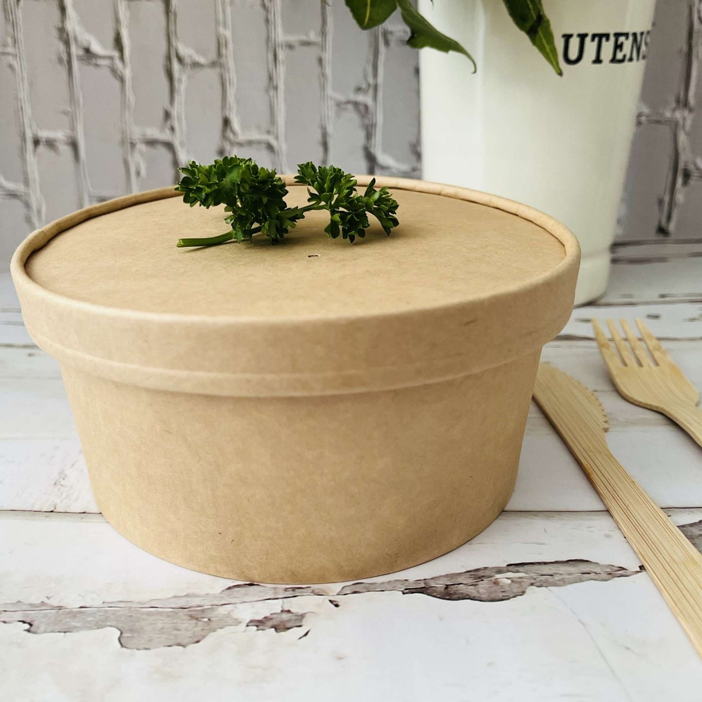 1100 ml Biodegradable Kraft Paper Shallow Salad Container