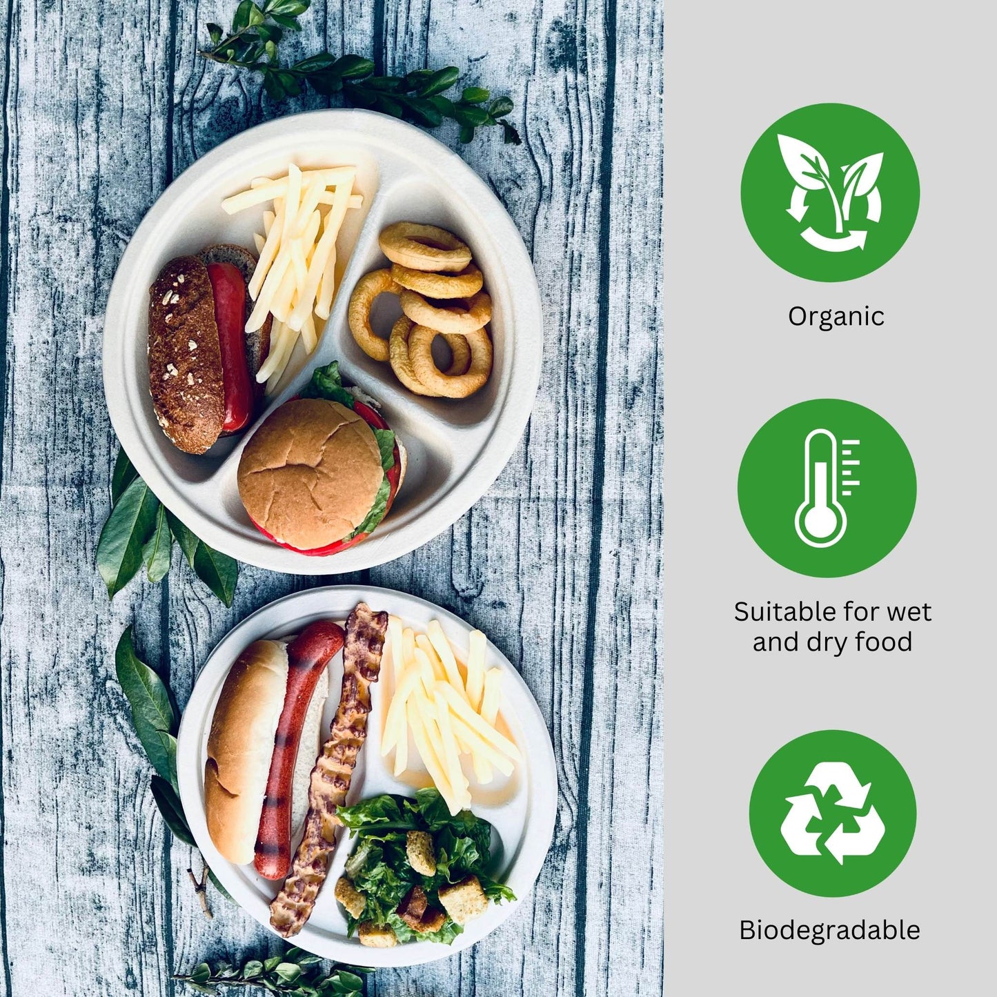 Disposable 3 compartment shallow plate