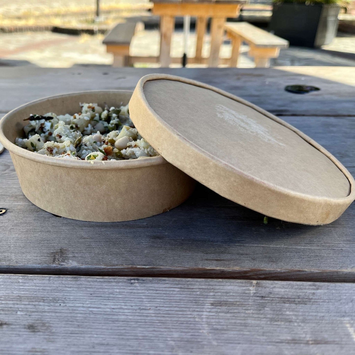 500 ml Biodegradable Kraft Paper Shallow Salad Container