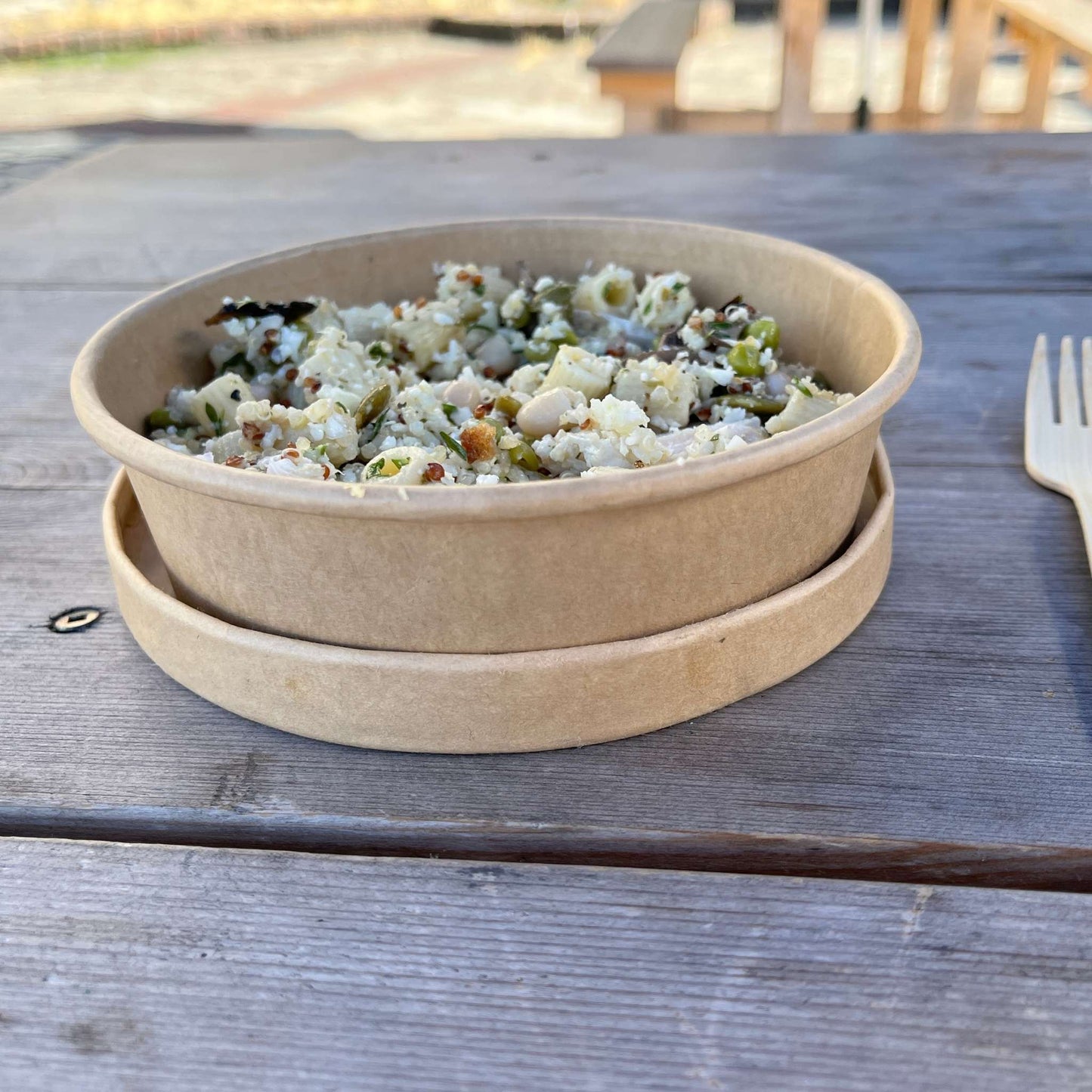 500 ml Biodegradable Kraft Paper Shallow Salad Container