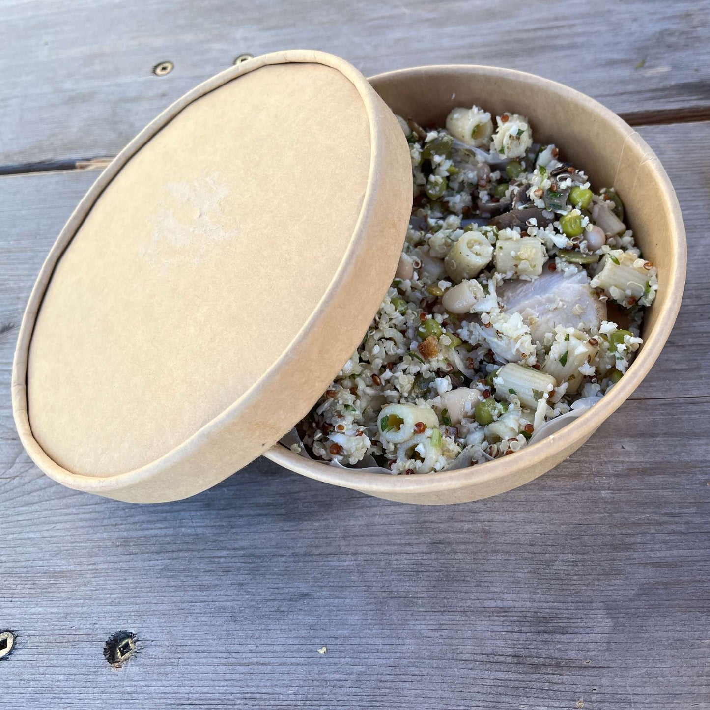 500 ml Biodegradable Kraft Paper Shallow Salad Container