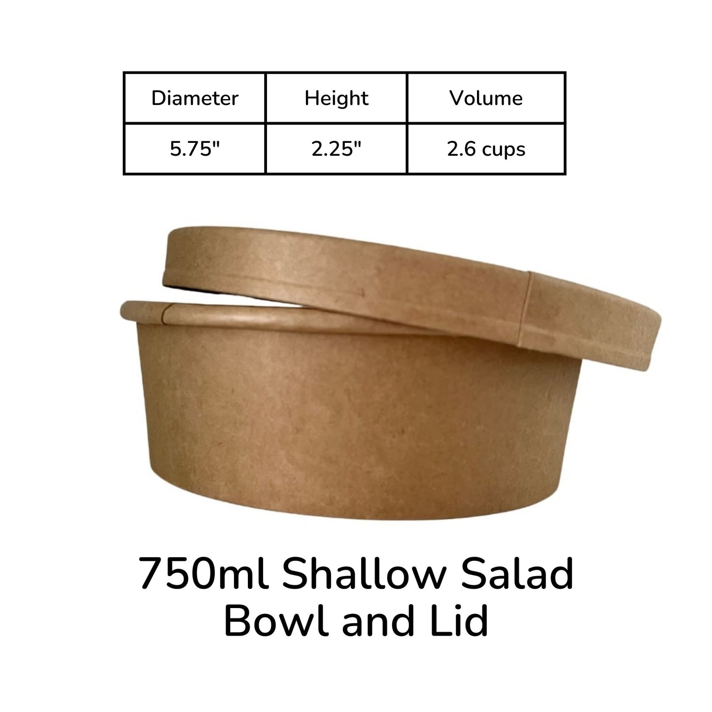 750 ml Biodegradable Kraft Paper Shallow Salad Container