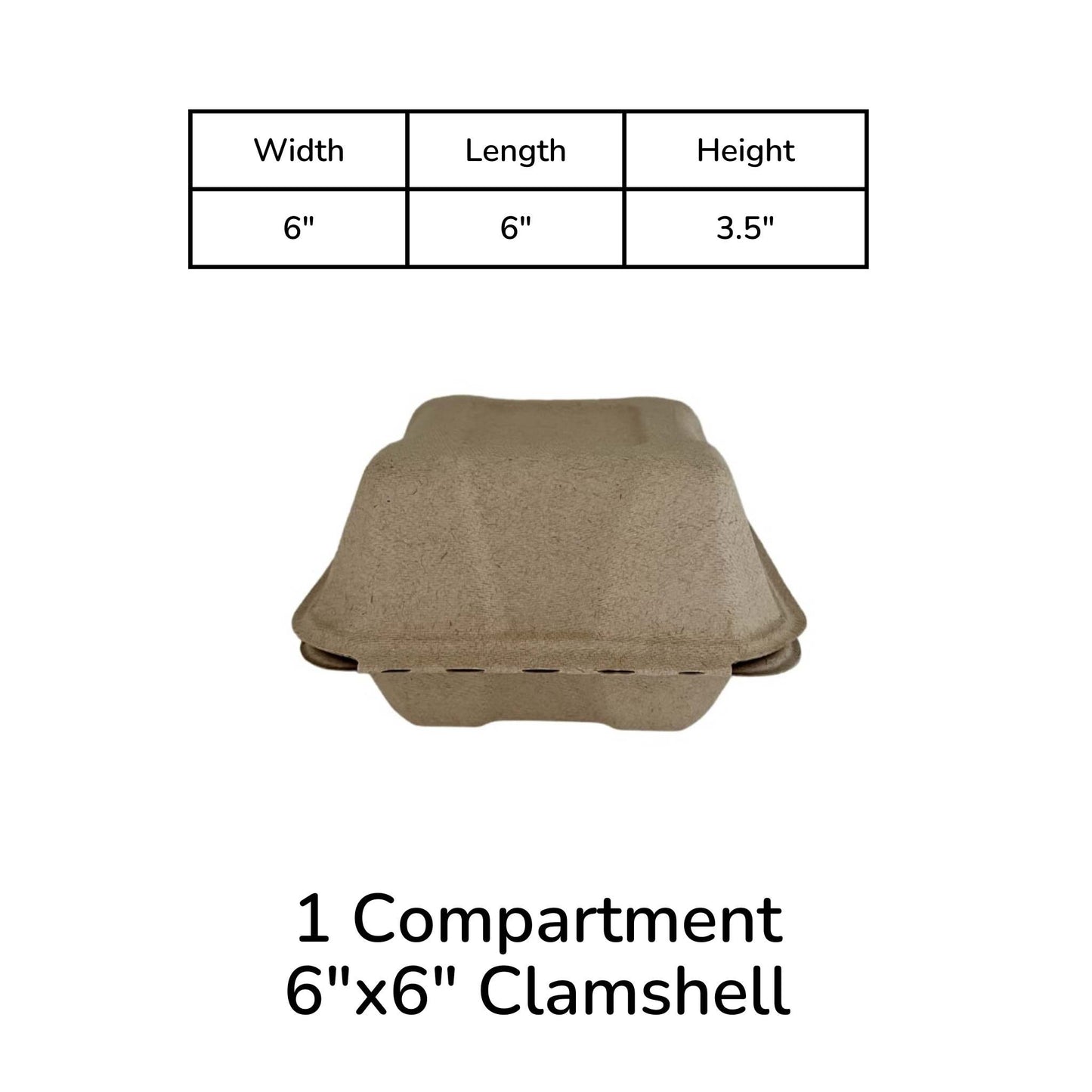 Clamshell 1-compartment container 6"x 6"