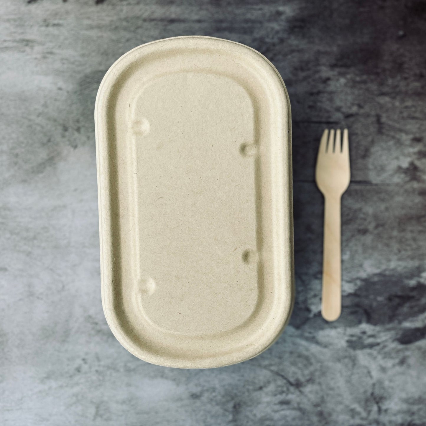 Oblong 1-Compartment Compostable Container 1000 ml with lid