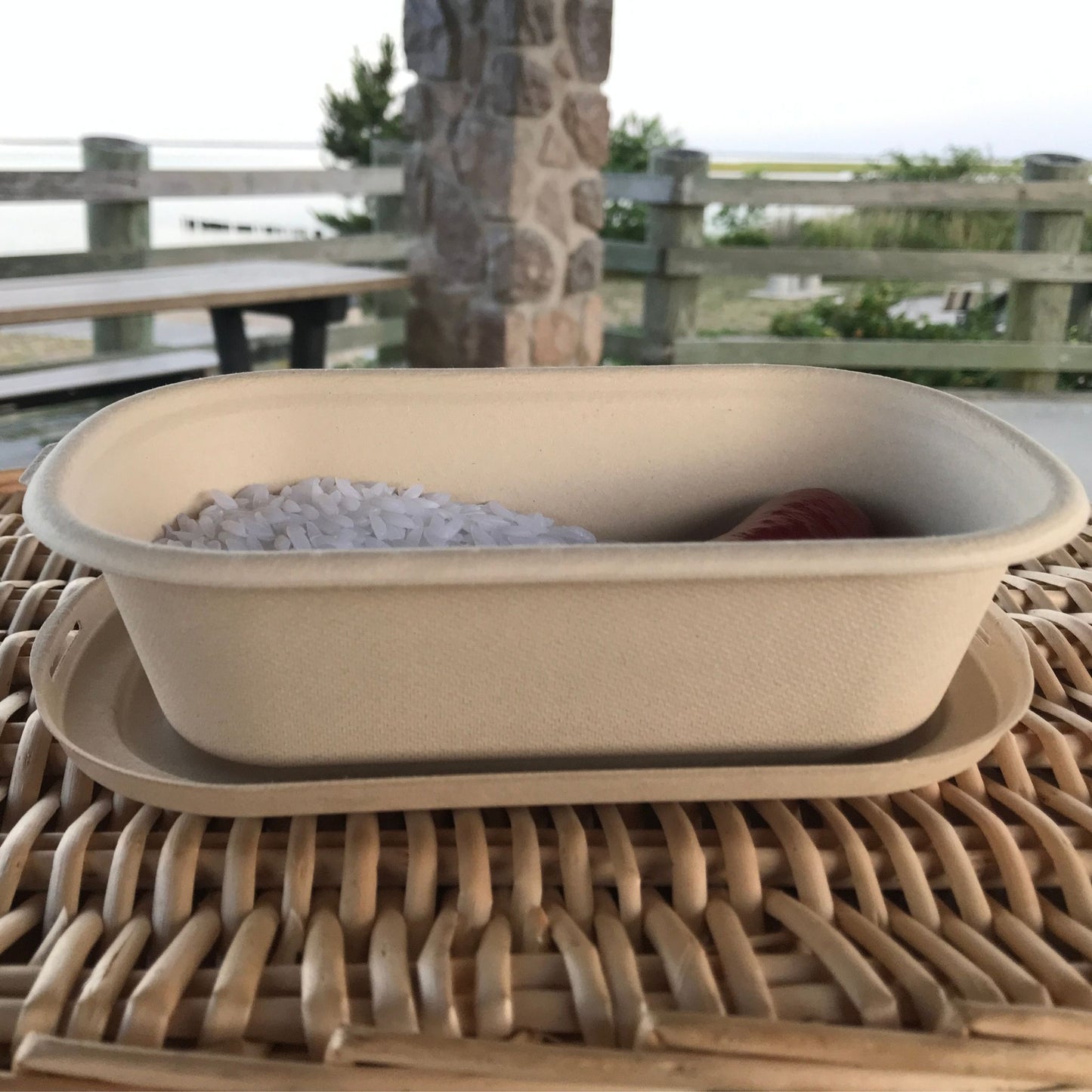 Oblong 1-Compartment Compostable Container 700 ml
