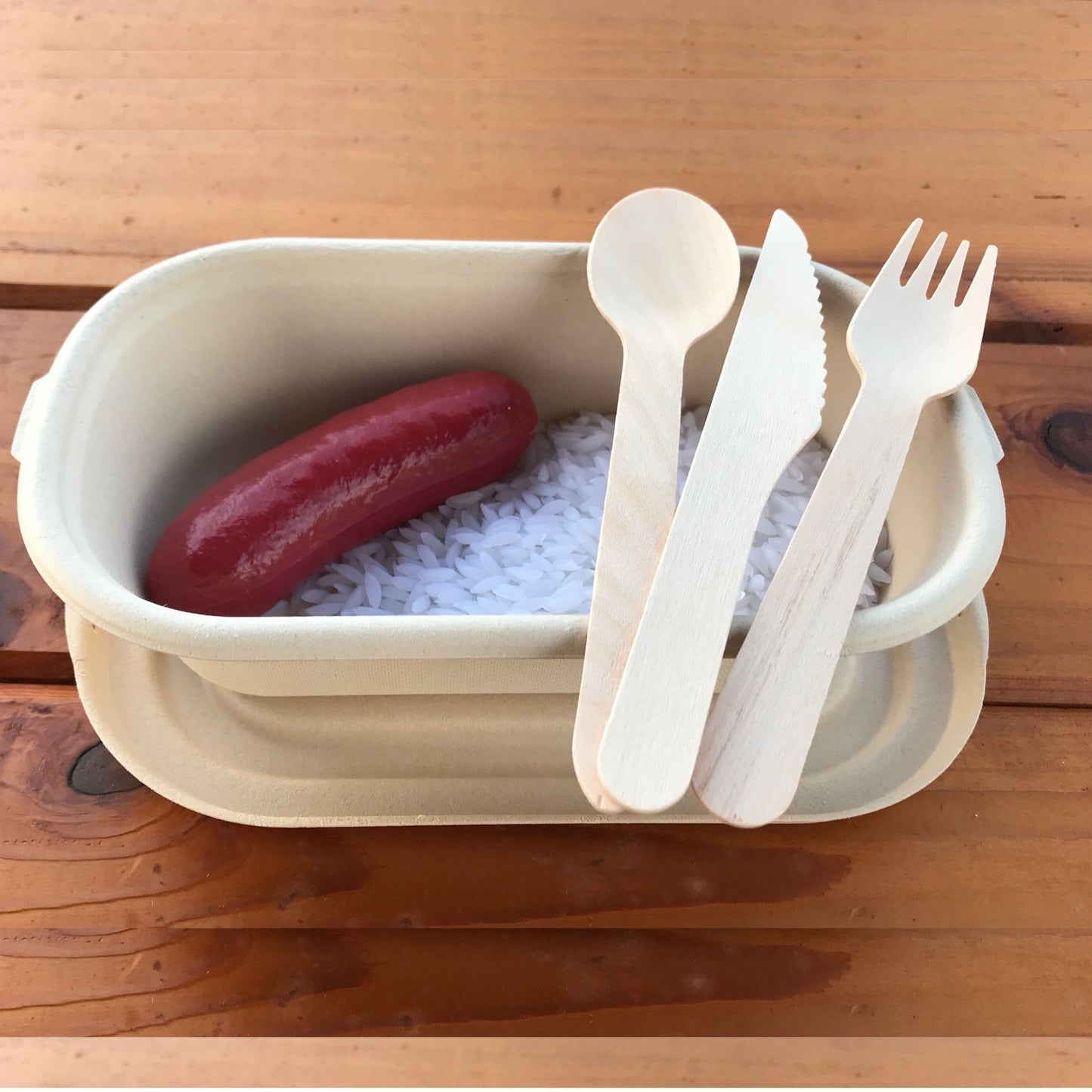Oblong 1-Compartment Compostable Container 700 ml