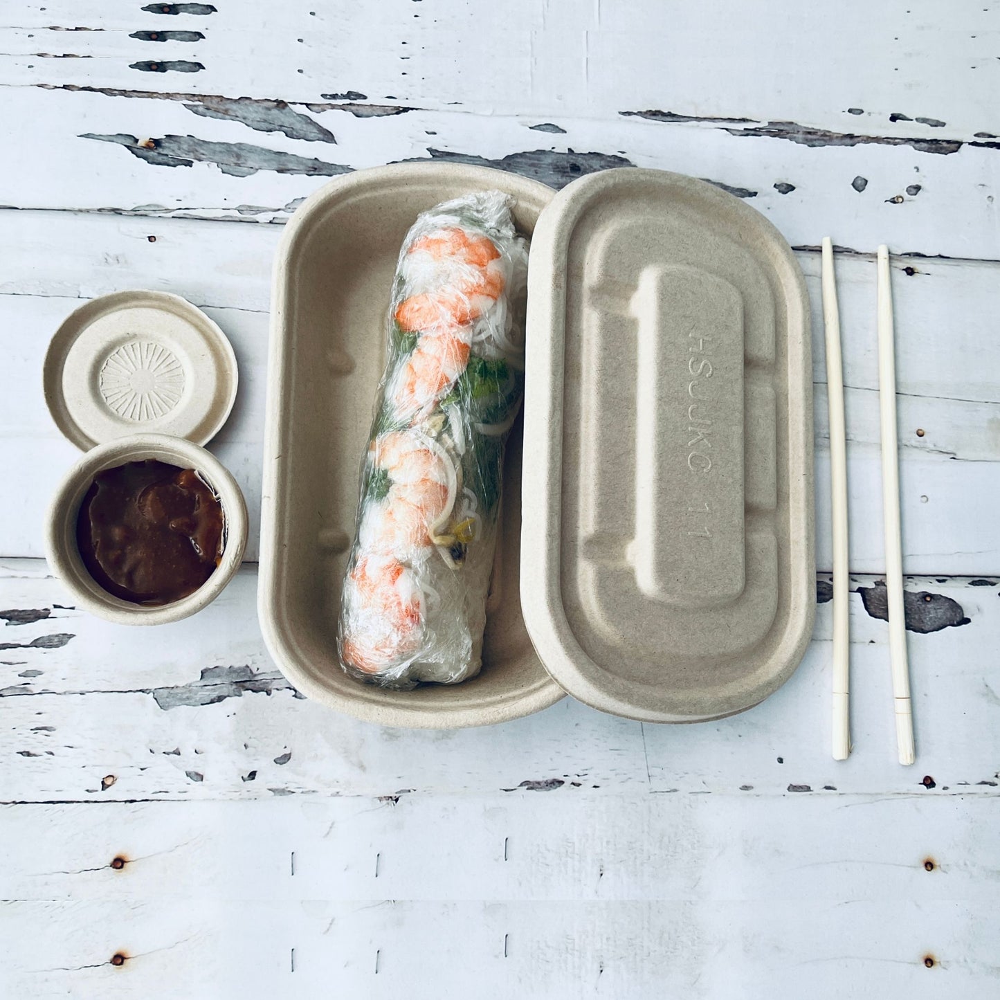 Oblong 1-Compartment Compostable Container 800 ml