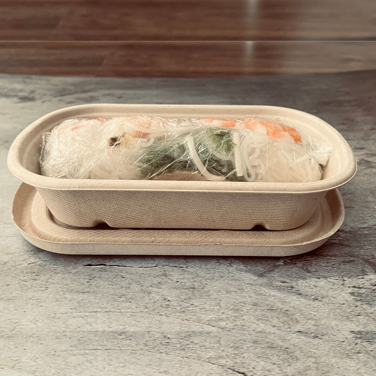 Oblong 1-Compartment Compostable Container 800 ml