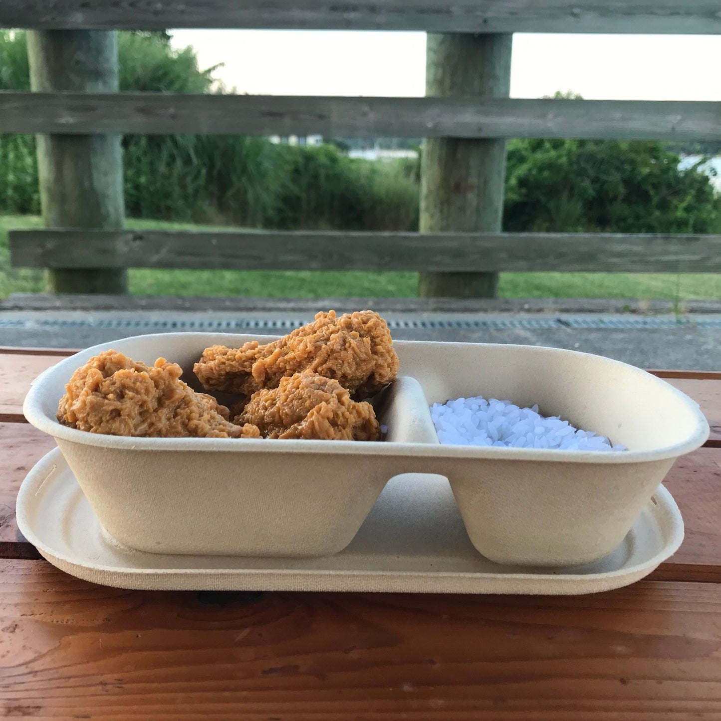 Oblong 2-Compartment Compostable Container 800 ml With lid
