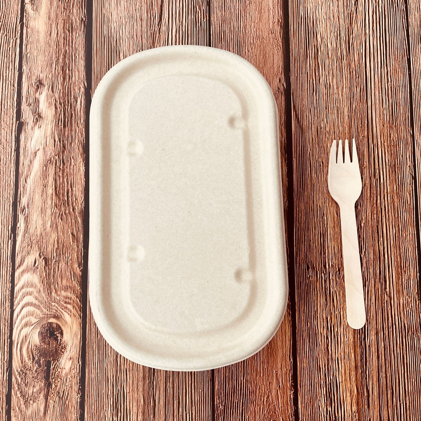 Oblong 2-Compartment Compostable Container 800 ml With lid