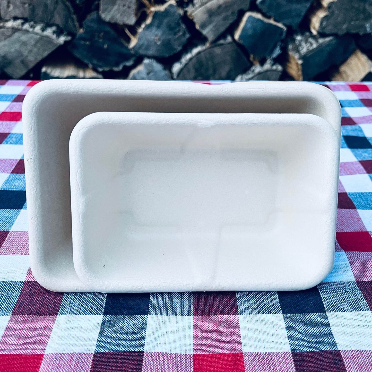 Rectangle 1-compartment compostable container 700ml with lid