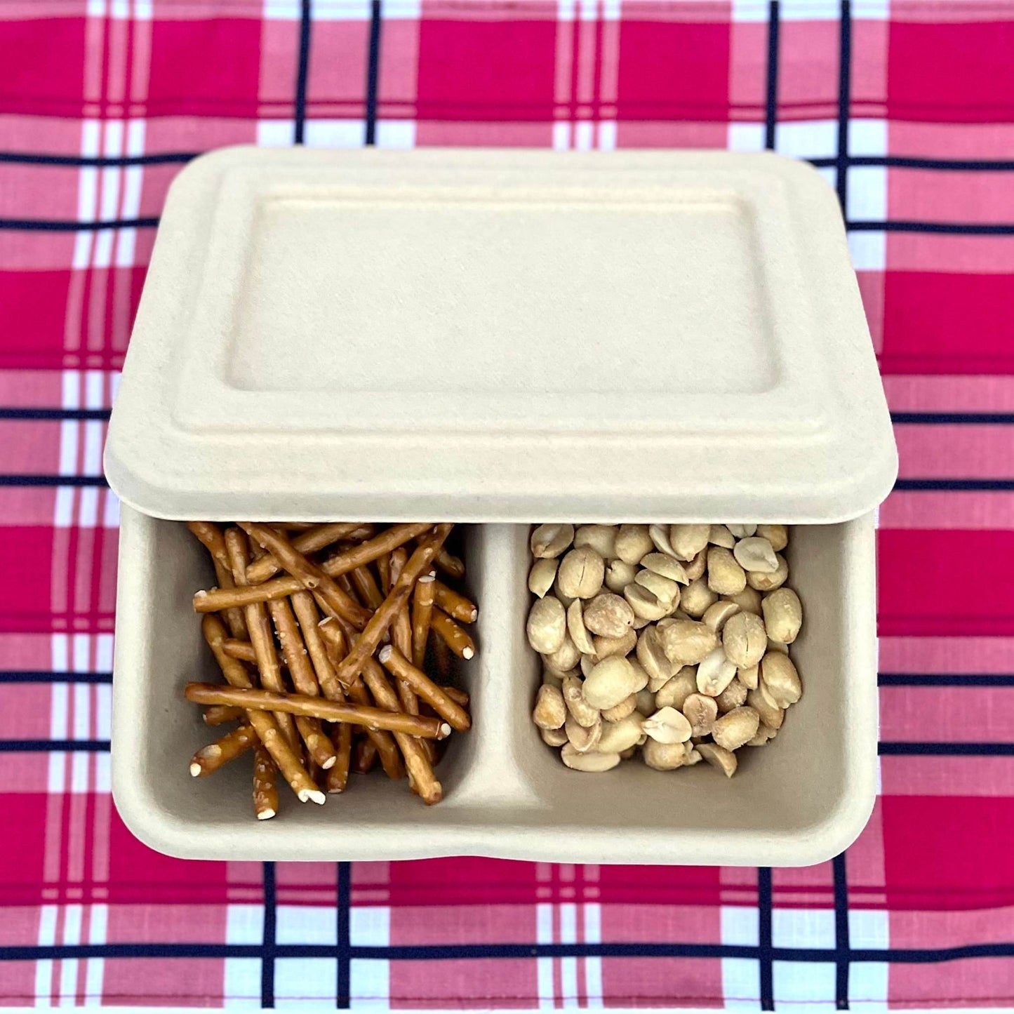 Rectangle 2-compartment compostable container 650ml