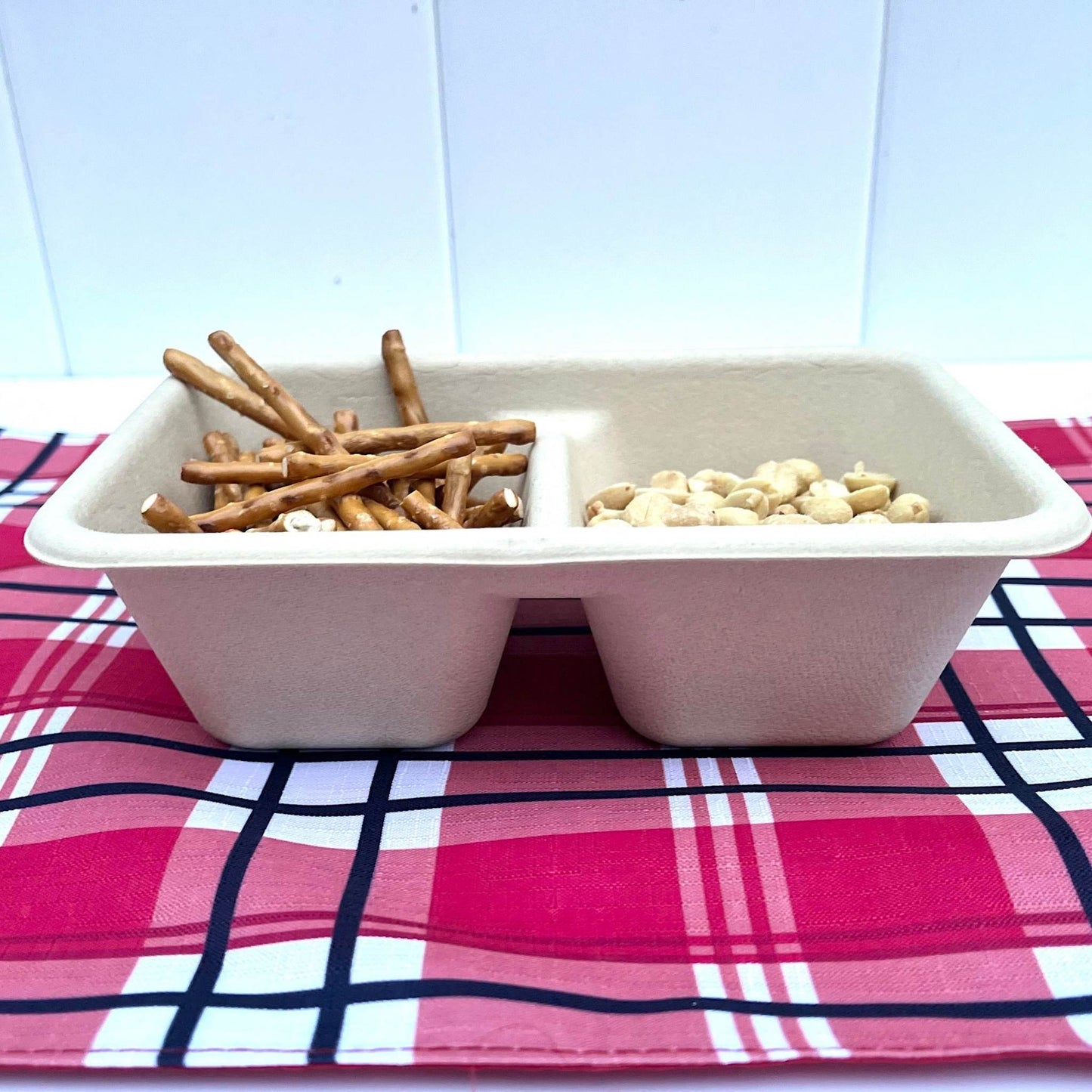 Rectangle 2-compartment compostable container 650ml