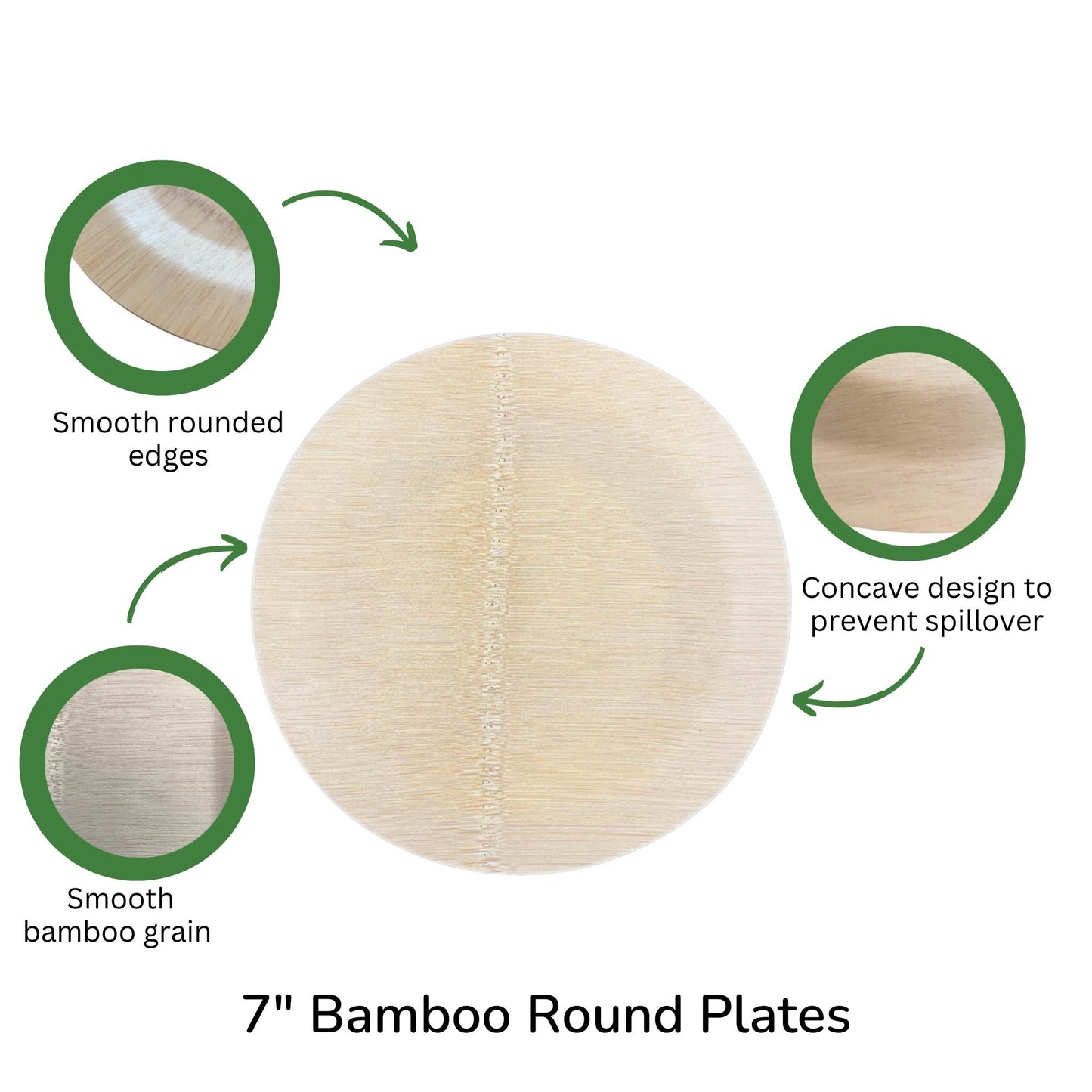 Round Lightweight Biodegradable Bamboo Plate
