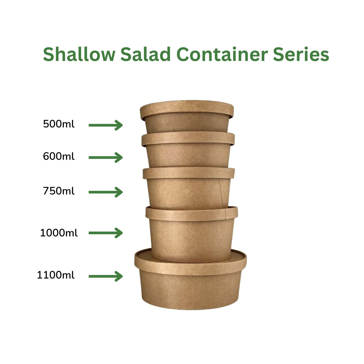 1000 ml Biodegradable Kraft Paper Shallow Salad Container