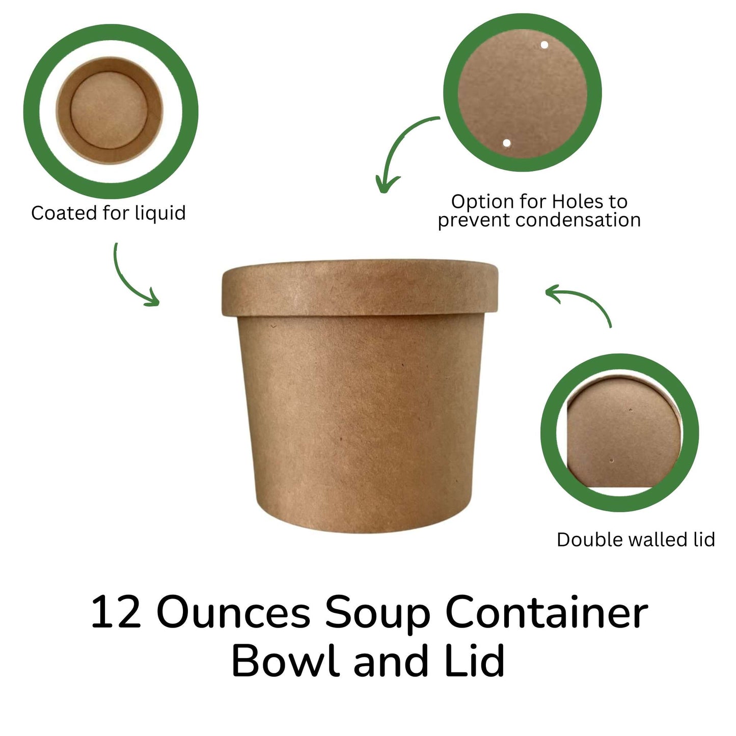 12 Ounce Biodegradable Kraft Paper Soup Container