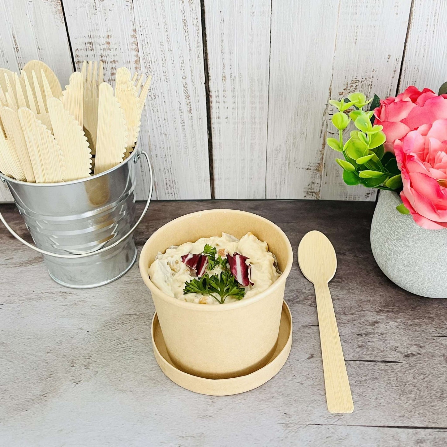 8 Ounce Biodegradable Kraft Paper Soup Container