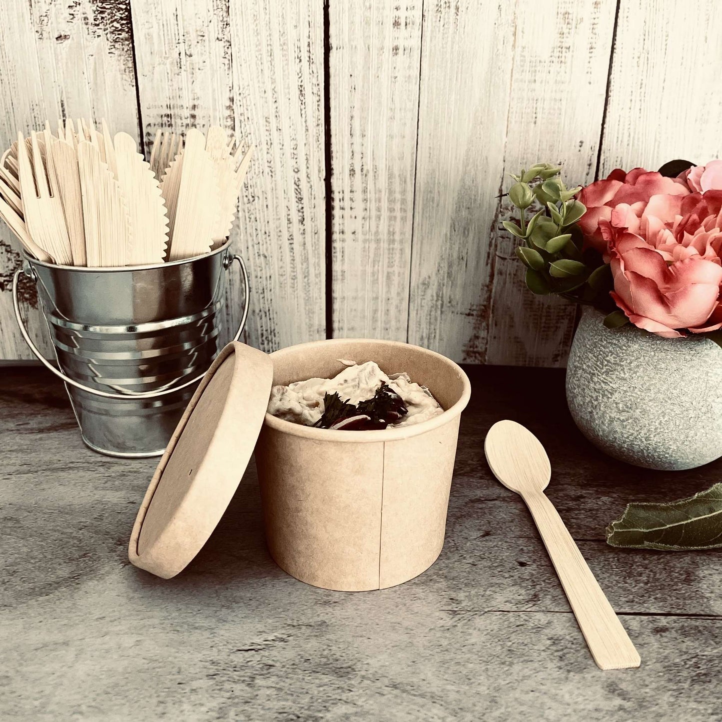 8 Ounce Biodegradable Kraft Paper Soup Container