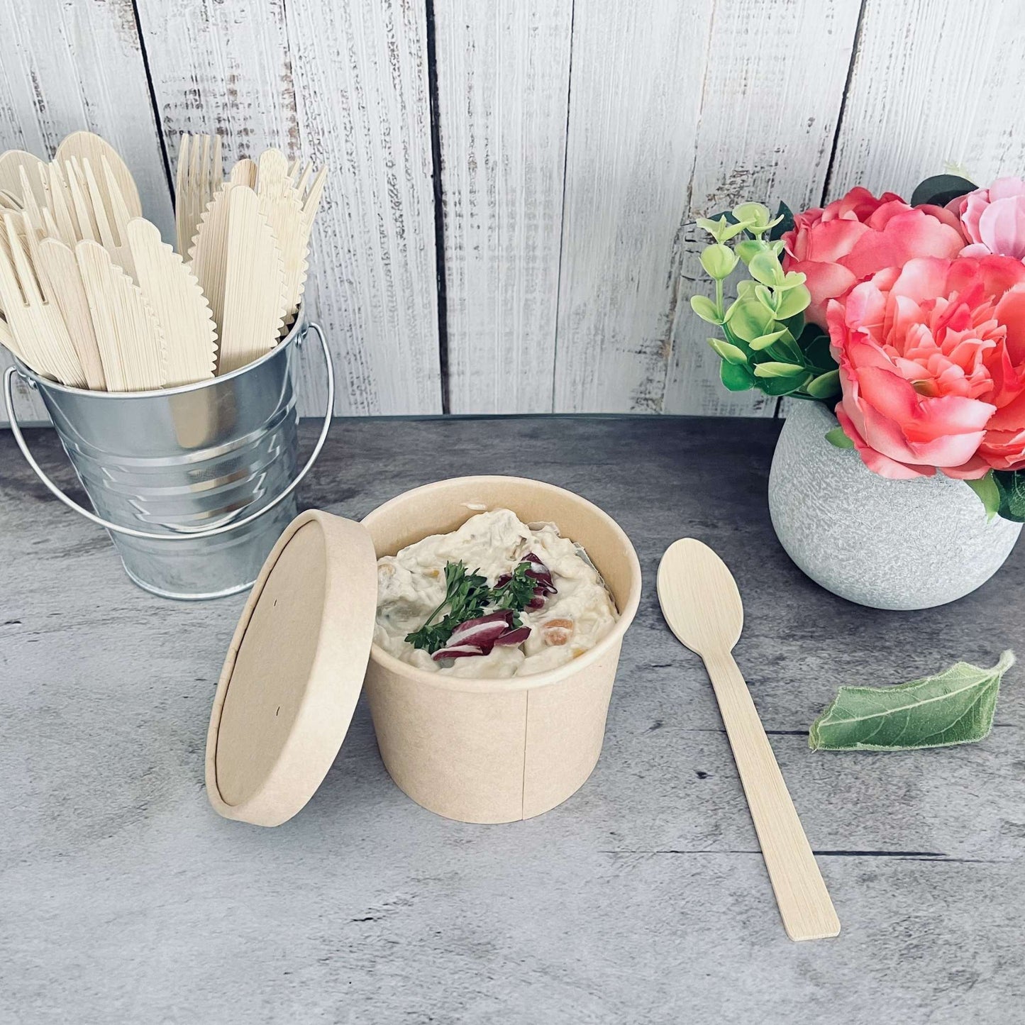 8 Ounce Biodegradable Kraft Paper Soup Container