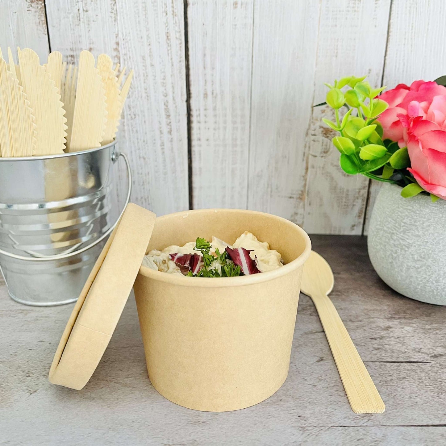 8 Ounce Biodegradable Kraft Paper Soup Container