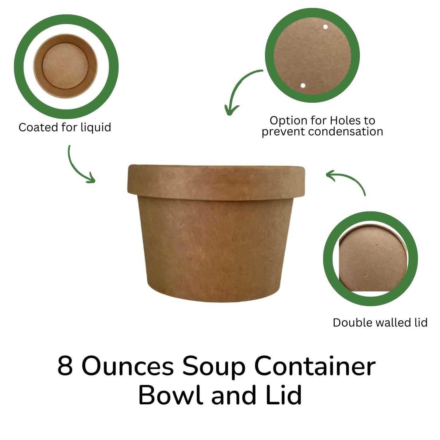 8 Ounce Biodegradable Kraft Paper Soup Container