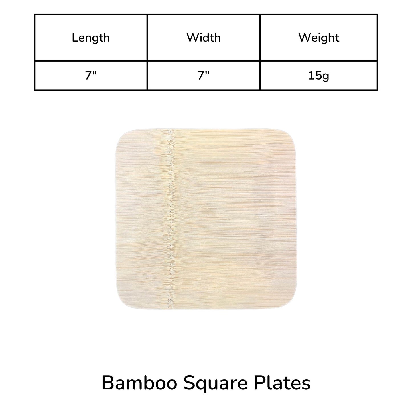 Square Lightweight Biodegradable Bamboo Plate