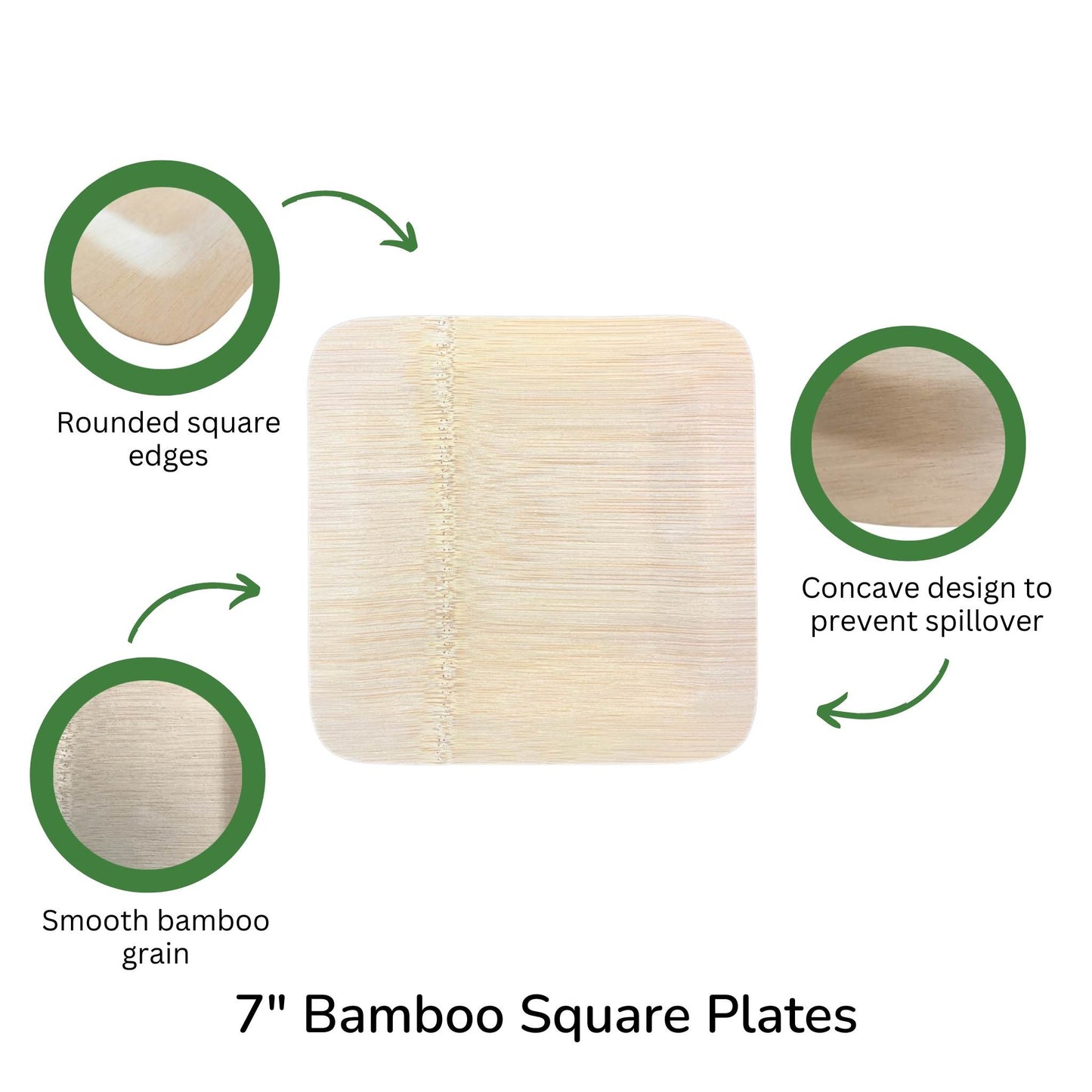 Square Lightweight Biodegradable Bamboo Plate