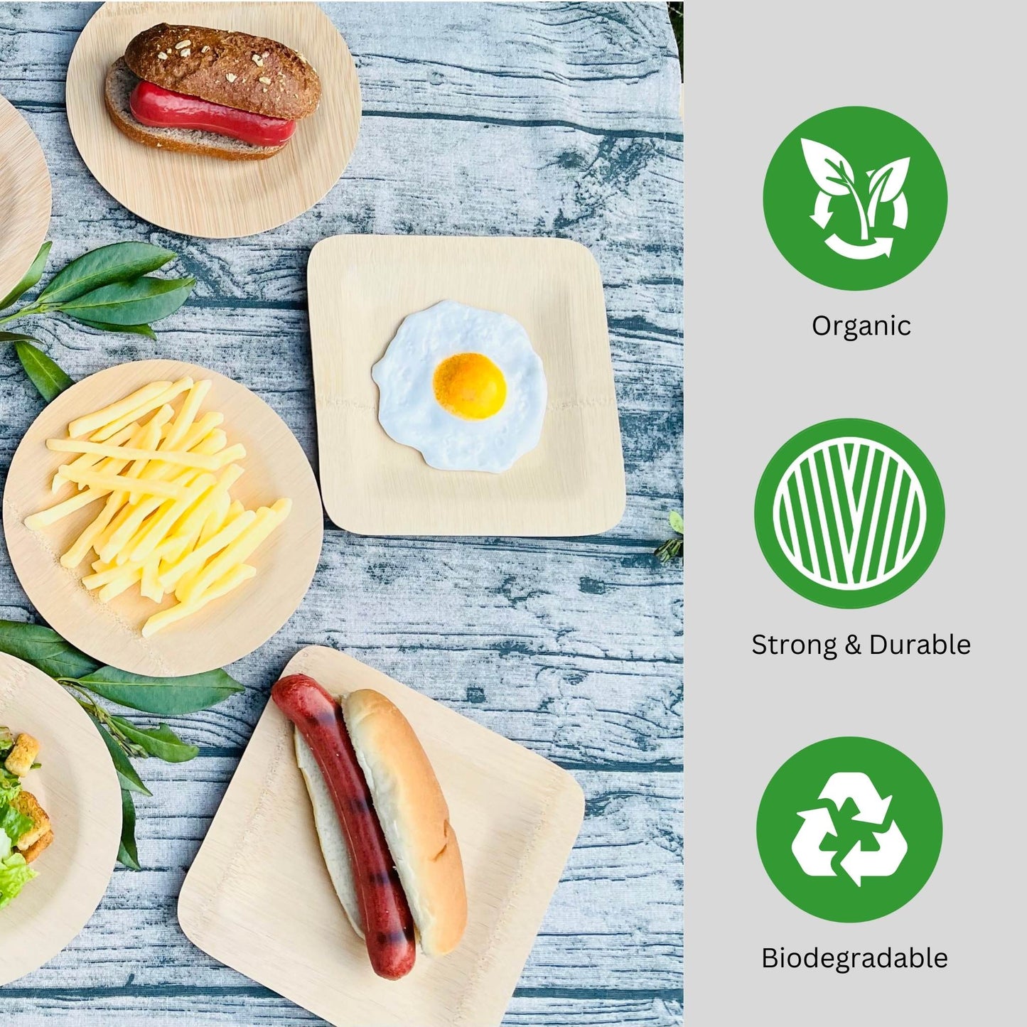 Square Lightweight Biodegradable Bamboo Plate