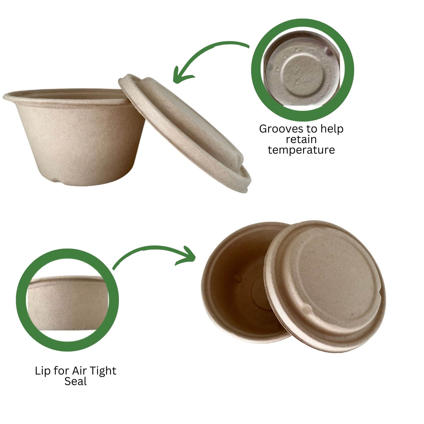 1000ml Compostable White Salad Rice Bowl container
