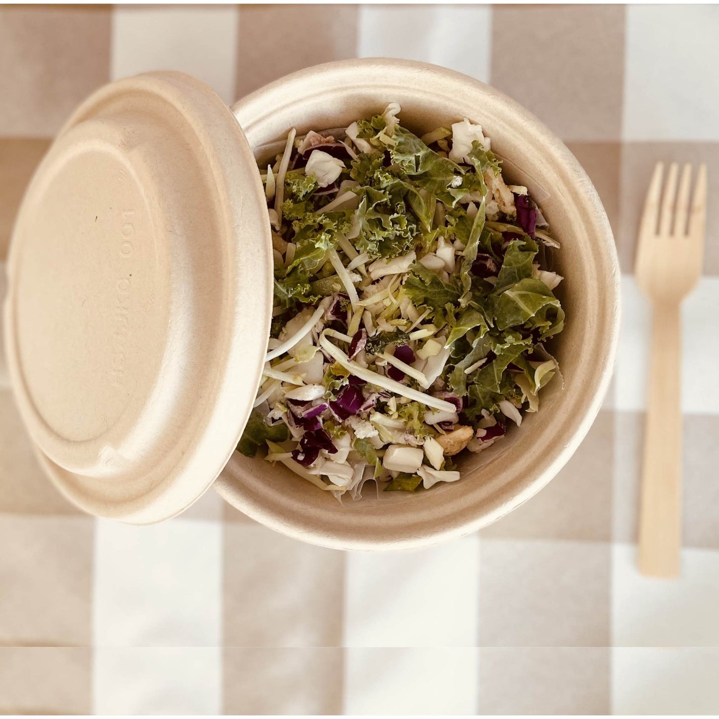1000ml Compostable White Salad Rice Bowl container