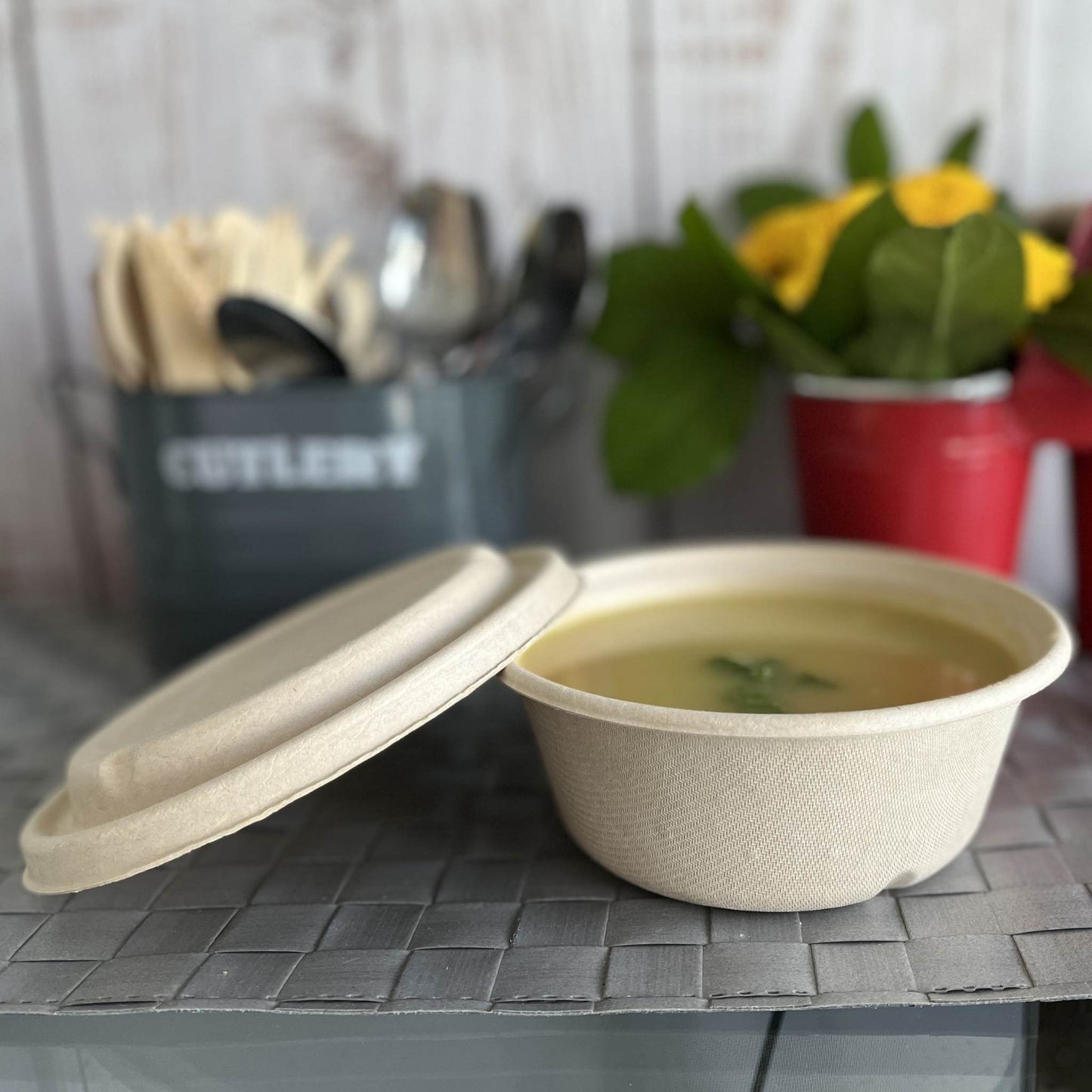 450ml Compostable White Salad Rice Bowl container