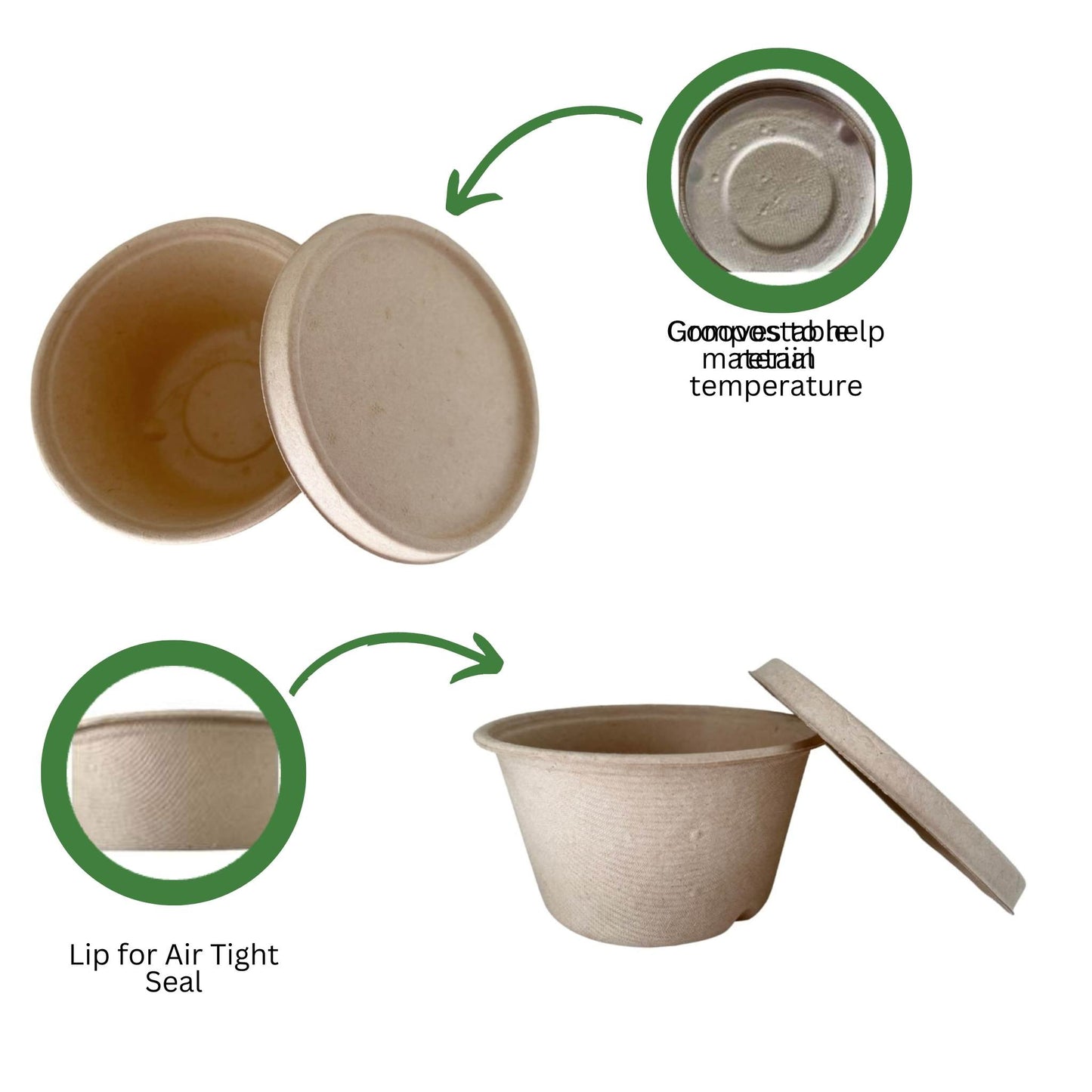 450ml Compostable White Salad Rice Bowl container
