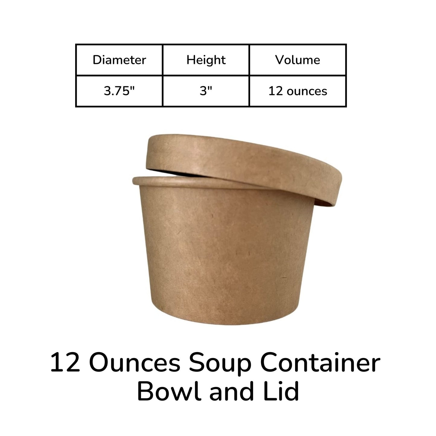 12 Ounce Biodegradable Kraft Paper Soup Container