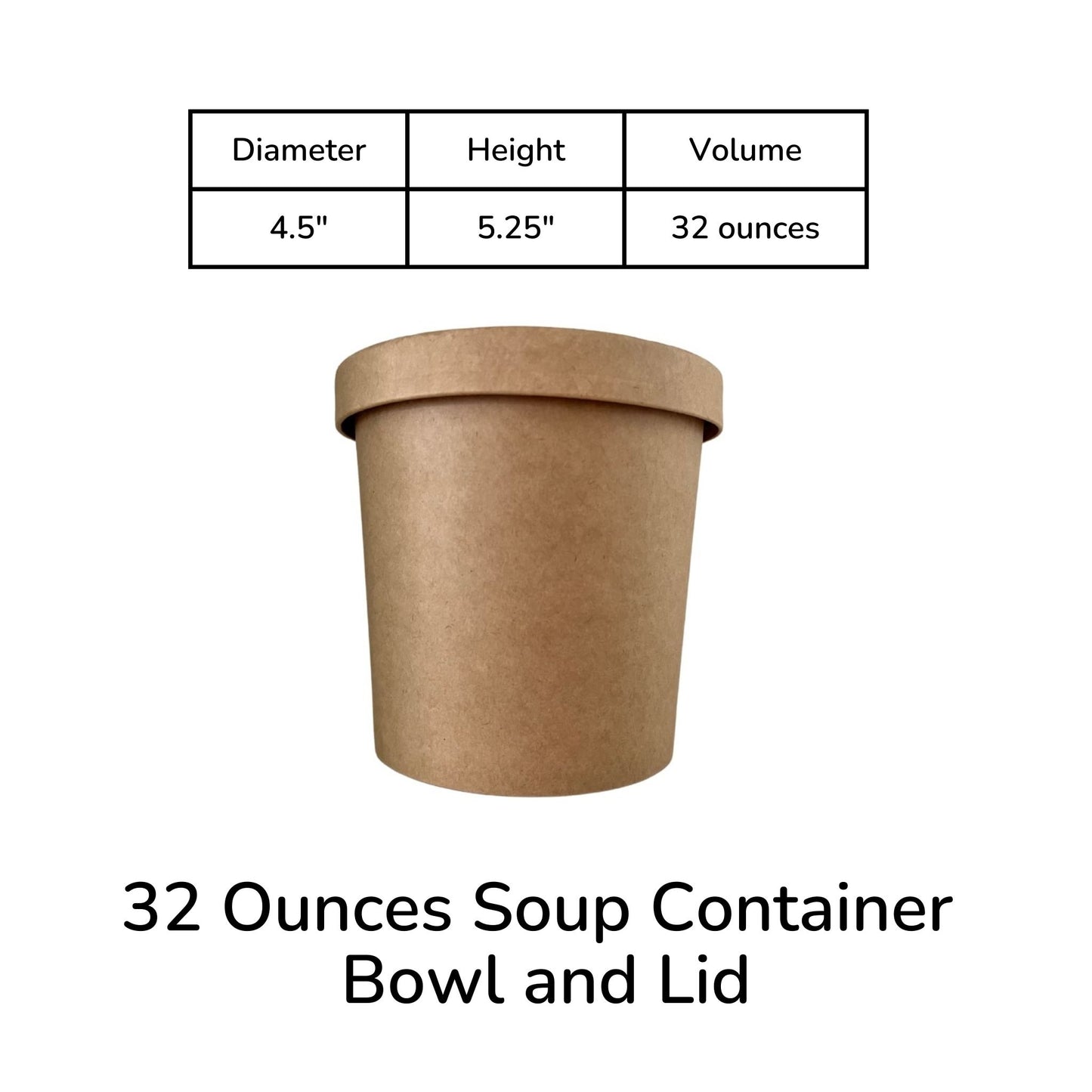 32 Ounce Biodegradable Kraft Paper Soup Container