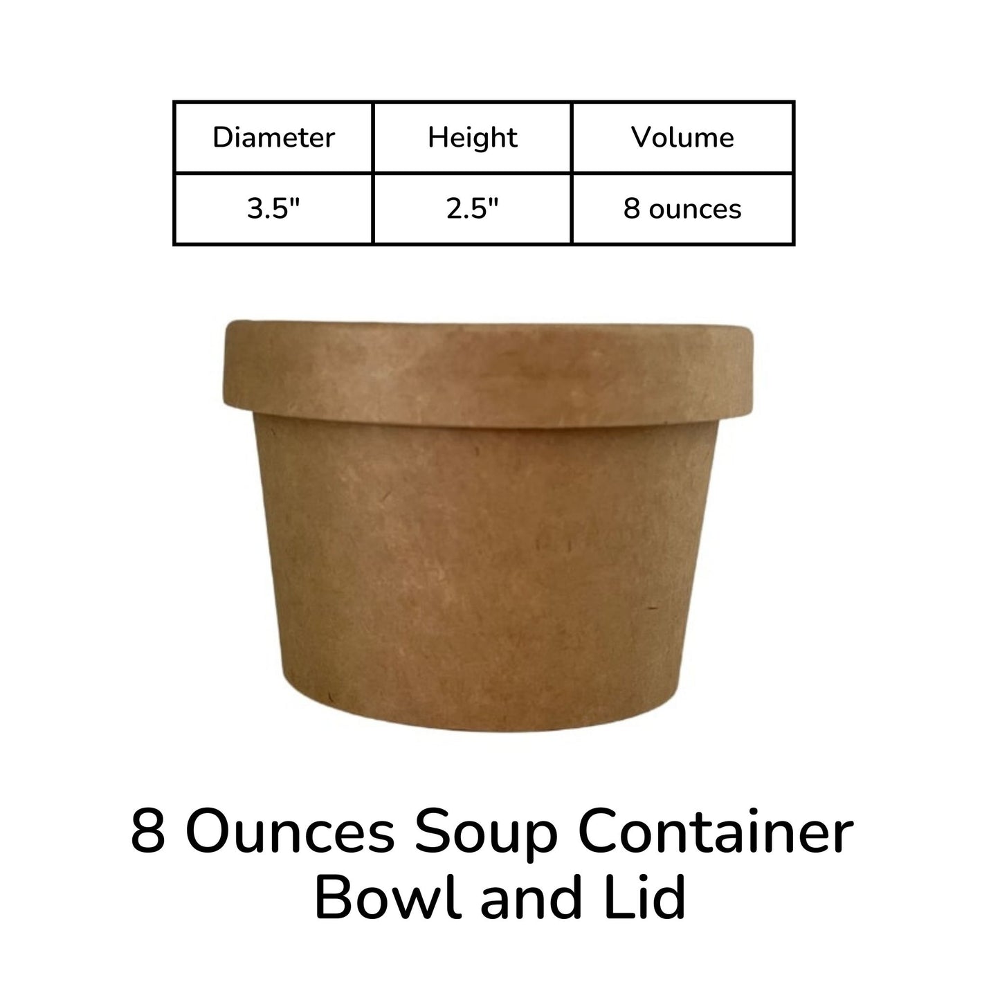 8 Ounce Biodegradable Kraft Paper Soup Container