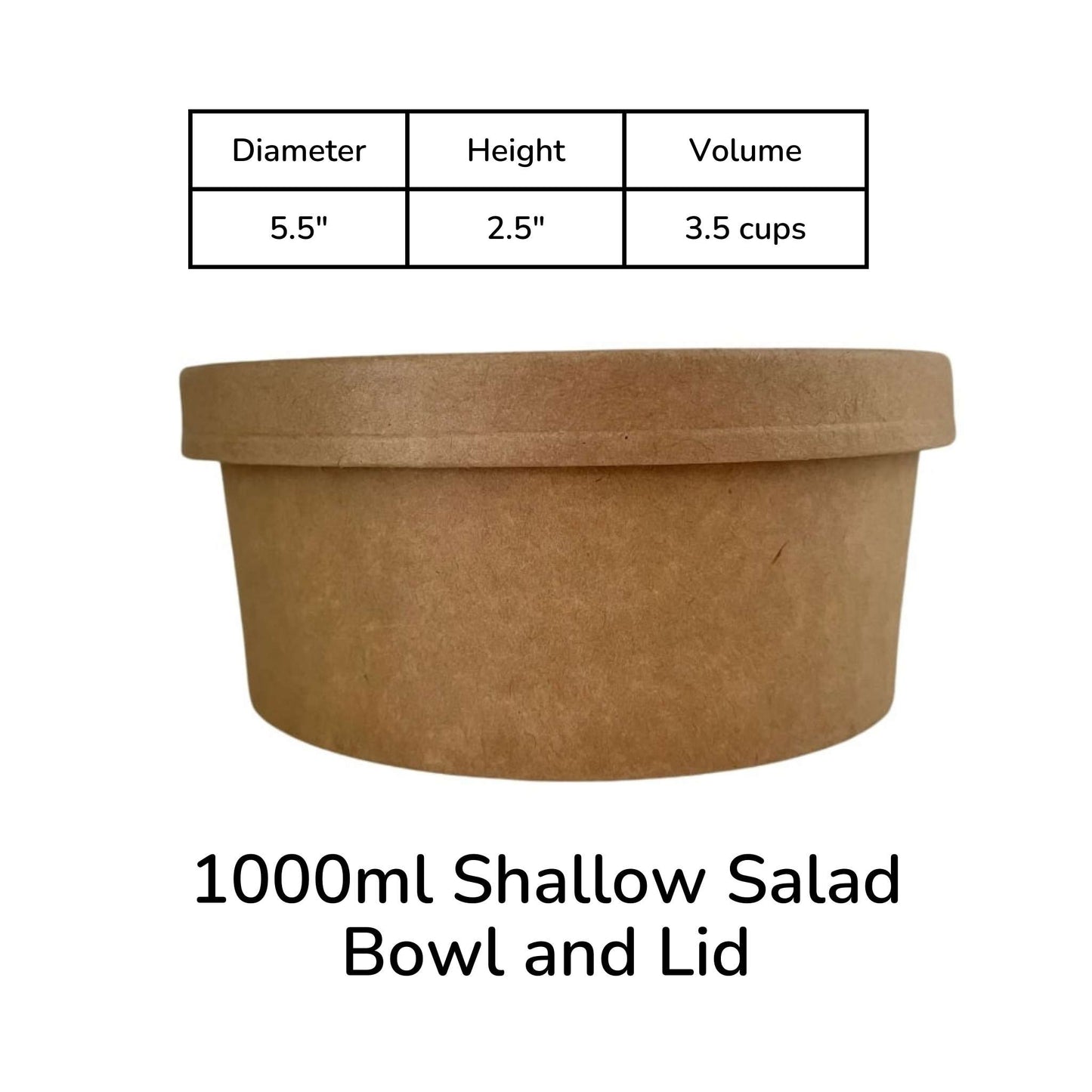 1000 ml Biodegradable Kraft Paper Shallow Salad Container