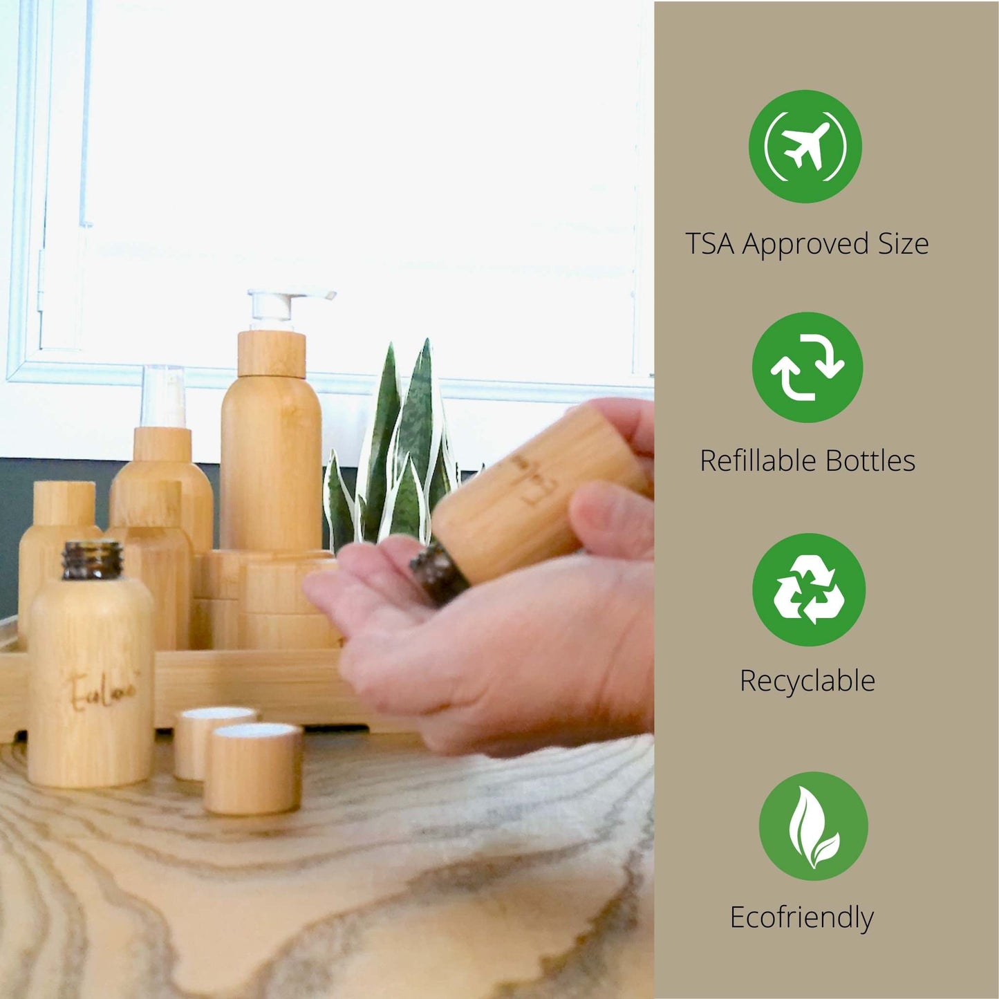 Bamboo Empty Bottle Containers (15ml or 30ml) for Liquids