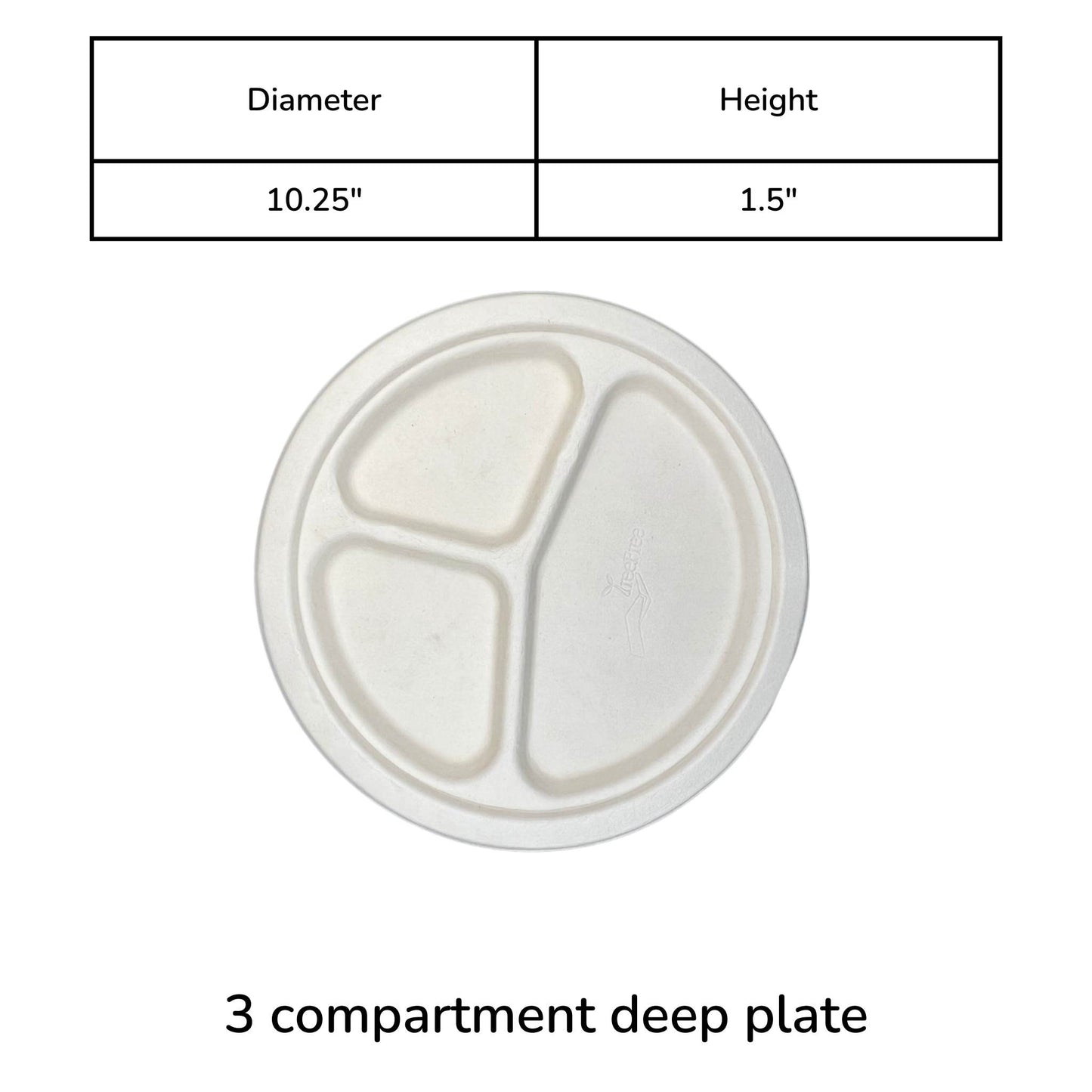 Disposable 3 compartment deep plate