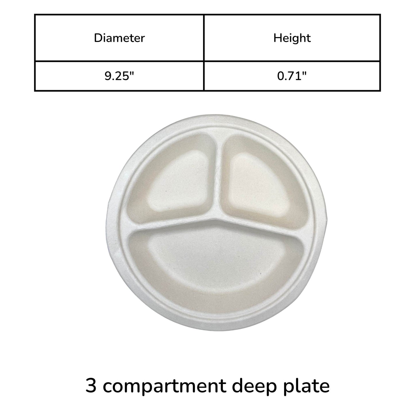 Disposable 3 compartment shallow plate