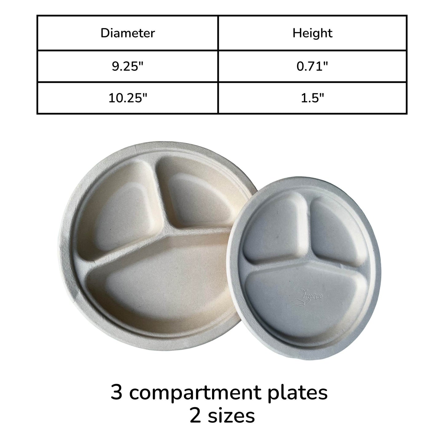 Disposable 3 compartment shallow plate