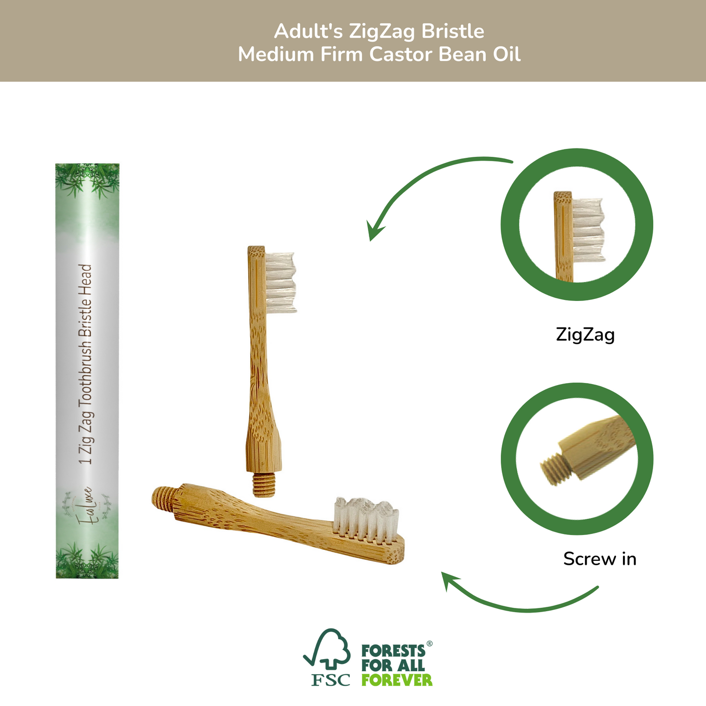 Bamboo Toothbrush Sustainable Bristle Adult Size 4 shapes