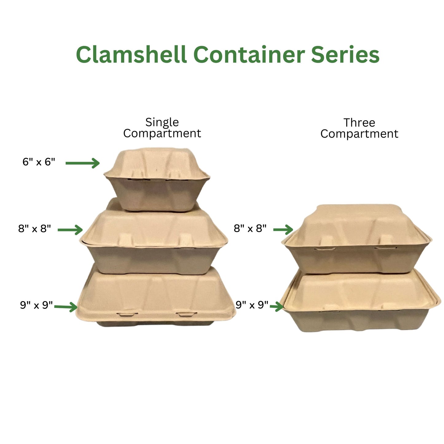 Clamshell 1-compartment container 9"x 9"