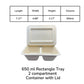 Rectangle 2-compartment compostable container 650ml