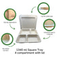 Tray 4-compartment compostable 1340ml with lid