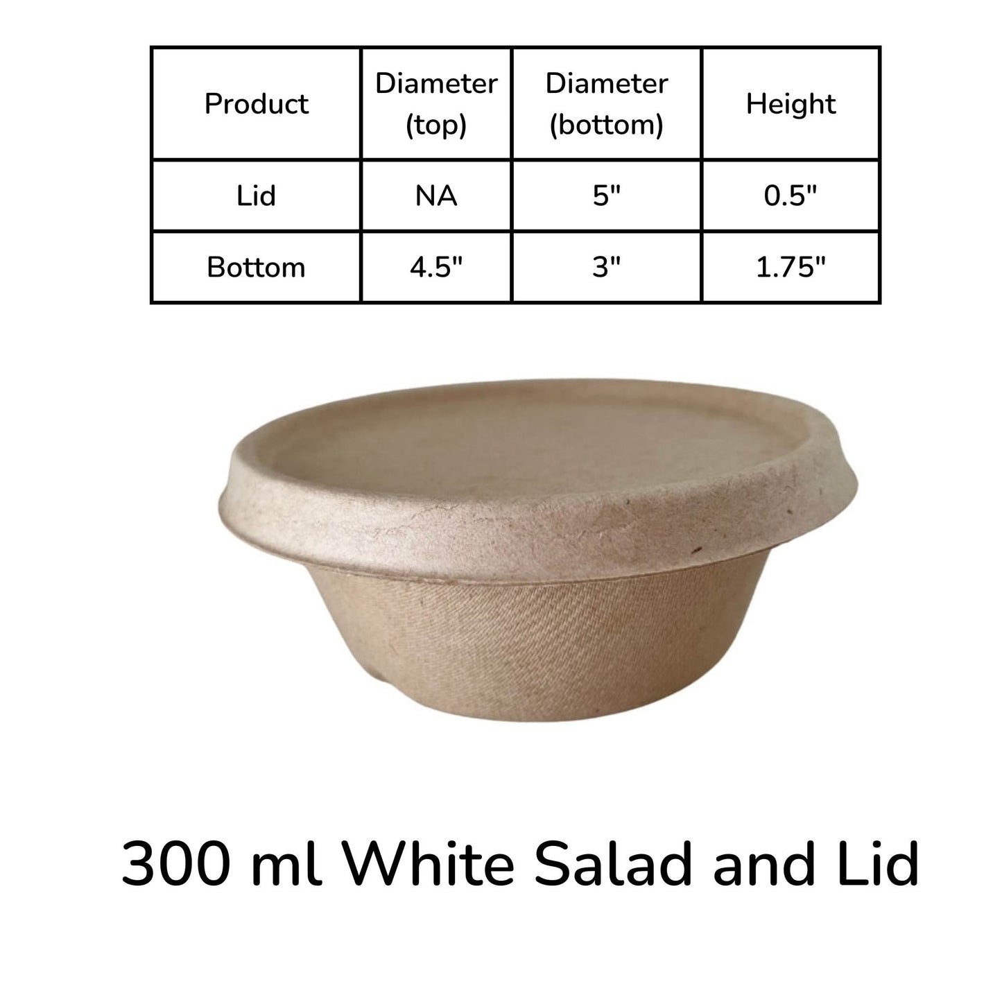 300ml Compostable White Salad Rice Bowl container