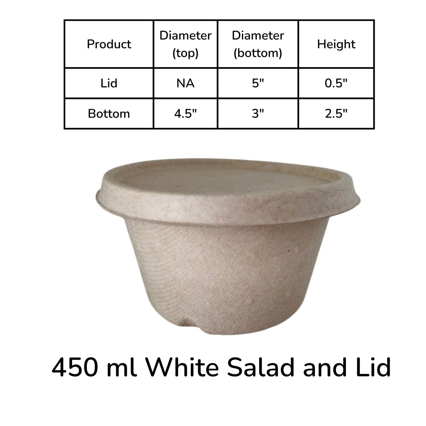 450ml Compostable White Salad Rice Bowl container