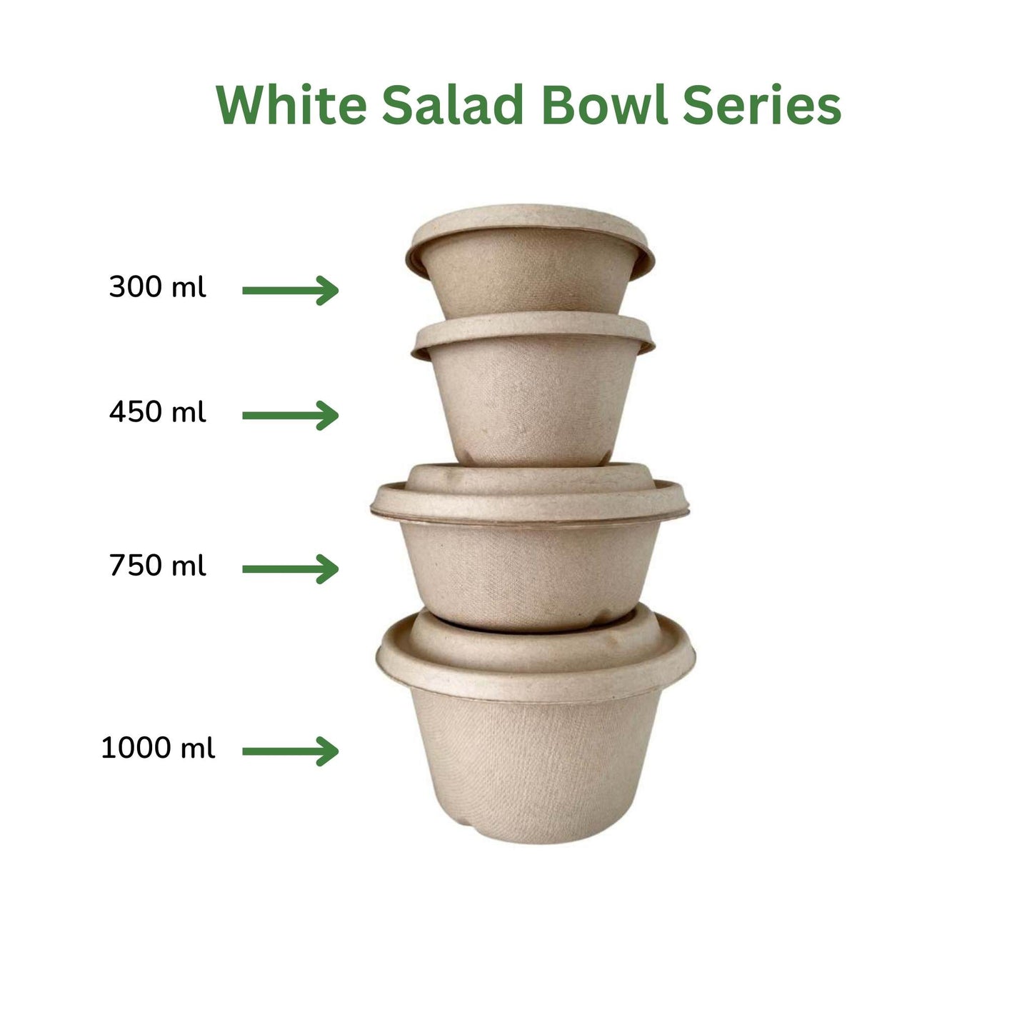 750ml Compostable White Salad Rice Bowl container